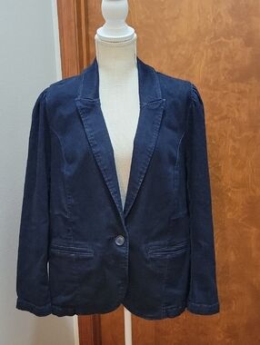 Torrid | Studio Dark Denim Button Front Single-Button Blazer - Size 2X